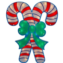 18.5" Lighted Double Candy Cane Christmas Window Silhouette