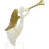 48" Lighted Glittered Silver And Gold Trumpeting Angel Christmas Outdoor Decoration