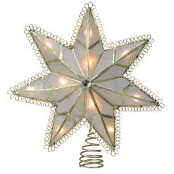 9.25'' Lighted Gold Star Loop Christmas Tree Topper - Clear Lights
