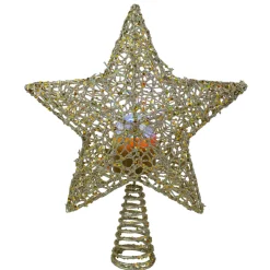 13" Lighted Gold Star With Rotating Projector Christmas Tree Topper - Multicolor Led Lights