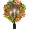 7" Lighted Gold Tinsel Wreath With Candles Christmas Tree Topper - Multi Lights