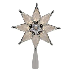 8" Lighted Gray 8 Point Star Christmas Tree Topper - Clear Lights