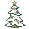 17.75" Lighted Green And Gold Christmas Tree With Stars Outdoor Window Silhouette