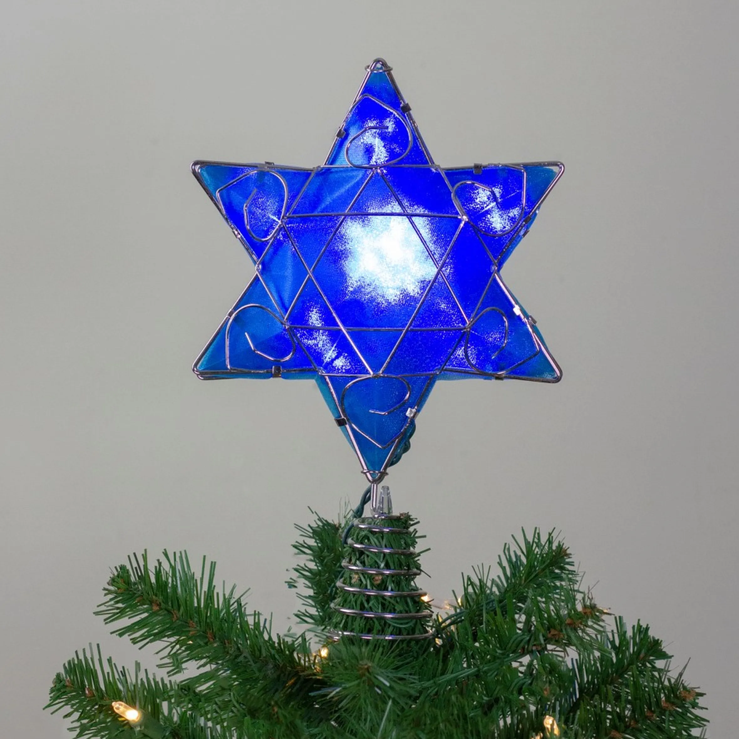 8" Lighted Hanukkah Star Tree Topper - Clear Lights