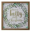 11.75" Lighted "Holly Jolly" With A Green Wreath Wood Christmas Plaque