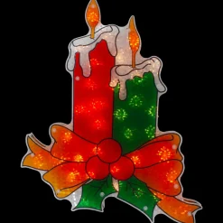17" Lighted Holographic Candle Christmas Window Silhouette Decoration