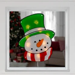 15.75" Lighted Holographic Snowman Christmas Window Silhouette
