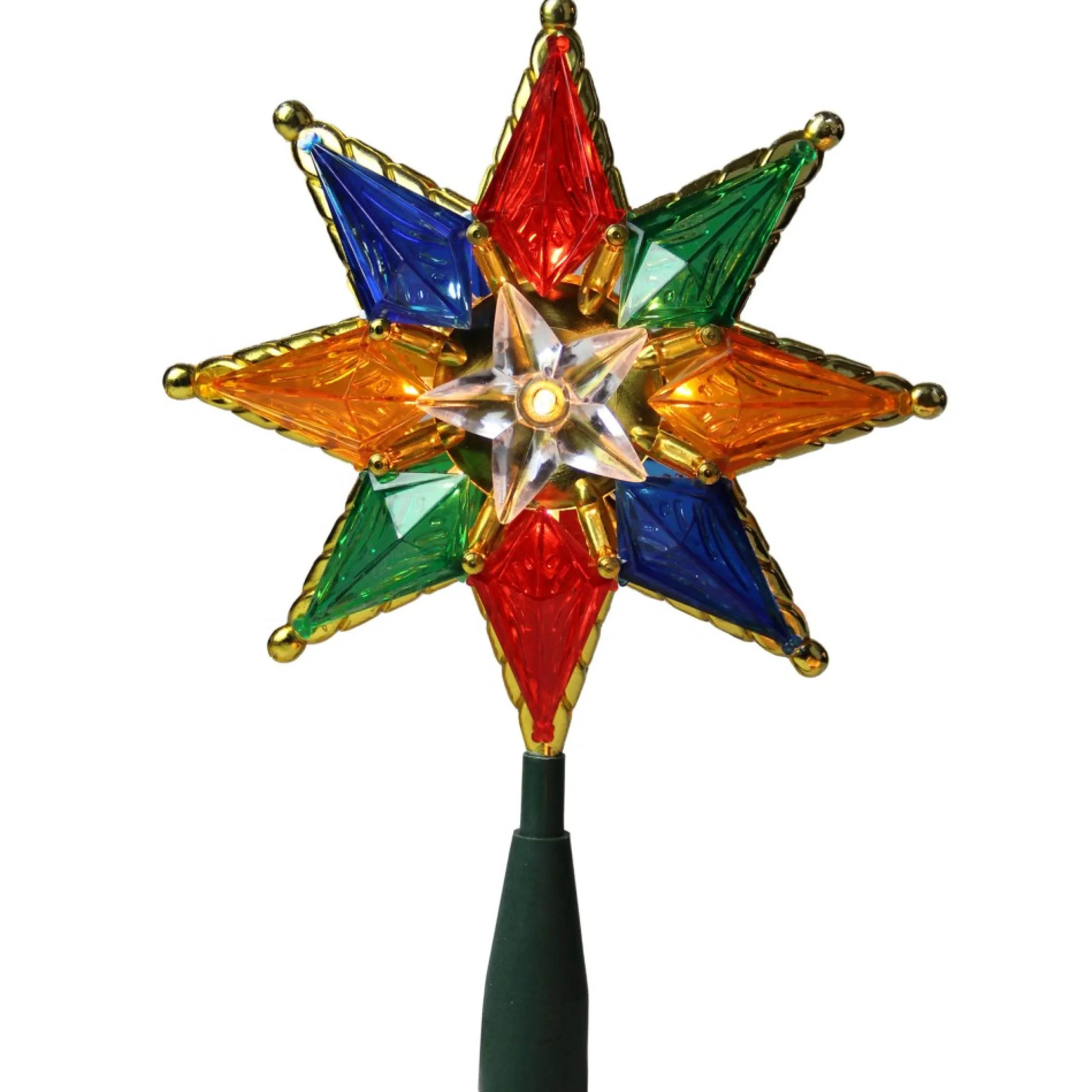 8" Lighted Multi Color 8-Point Star Christmas Tree Topper - Clear Lights