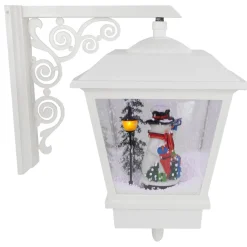 17.75" Lighted Musical Snowman Wall Mounted Snowing Christmas Street Lamp