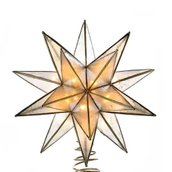 8.25" Lighted 15-Point Star Shaped Christmas Tree Topper- Clear Lights