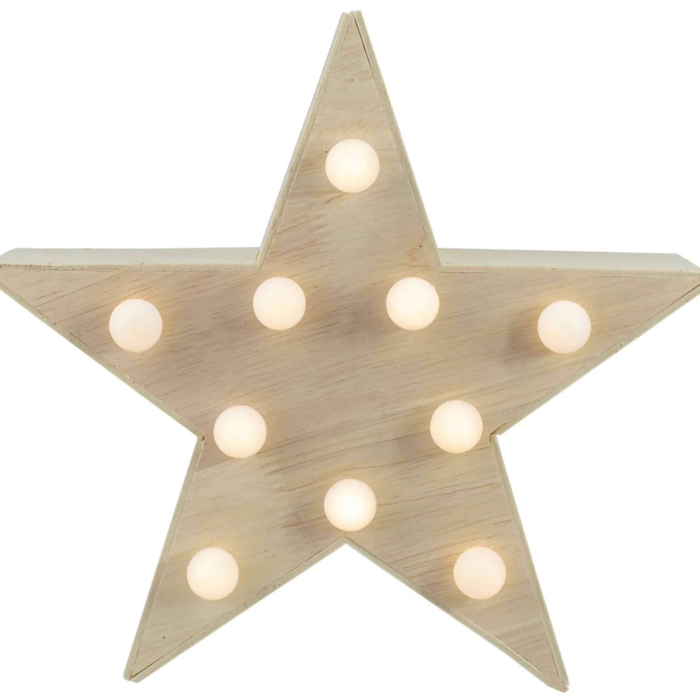 9.25" Lighted 5 Point Wooden Star Christmas Tabletop Decor