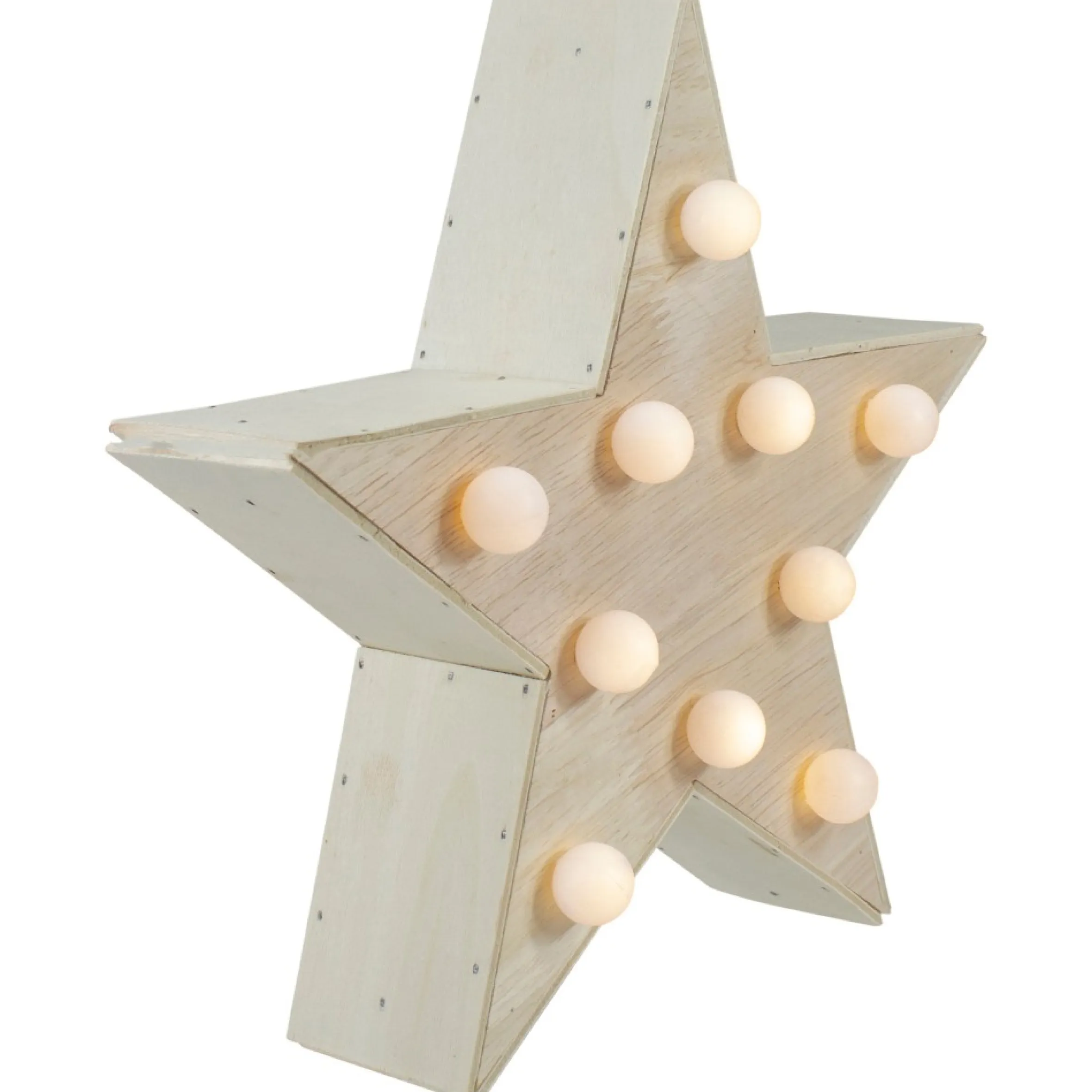 9.25" Lighted 5 Point Wooden Star Christmas Tabletop Decor