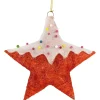 18" Lighted Red And White Candy Covered Sisal Star Christmas Window Decoration