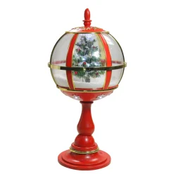 23.5" Lighted Red Musical Snowing Christmas Tree Street Lamp