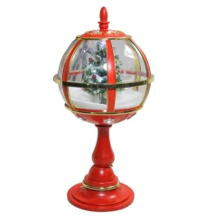 23.5" Lighted Red Musical Snowing Christmas Tree Street Lamp
