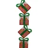 44" Lighted Red Tinsel Stacked Gift Boxes Outdoor Christmas Decoration