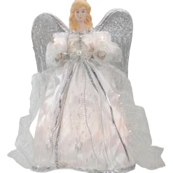 12" Lighted Silver Angel With Wings Christmas Tree Topper - Clear Lights