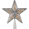 8.5" Lighted Silver Glitter Star Cut Out Design Christmas Tree Topper - Clear Lights, White Wire