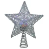 13" Lighted Silver Star With Rotating Projector Christmas Tree Topper - Multicolor Led Lights