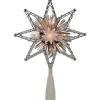 8" Lighted Silver Tinsel Star Christmas Tree Topper - Clear Lights, White Wire