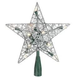 9" Lighted Silver Wire Star Christmas Tree Topper - White Led Lights