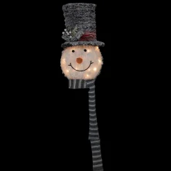 25" Lighted Snowman With Black Frosted Top Hat Christmas Tree Topper