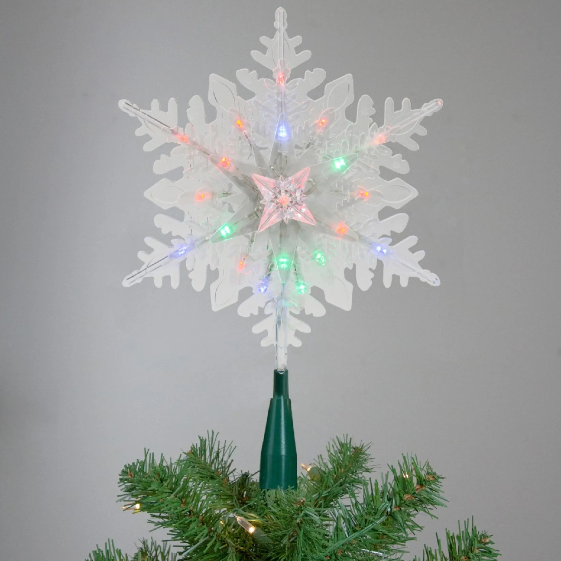15" Lighted Three Dimensional Star Christmas Tree Topper - Multi Colored Lights