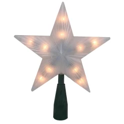 7" Lighted White Frosted 5-Point Star Christmas Tree Topper - Clear Lights