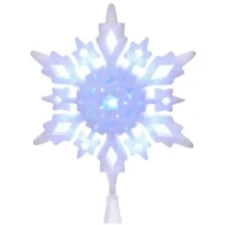 10 Lighted White Snowflake Christmas Tree Topper - Cool White Led Lights