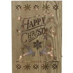 10" Lighted Wooden "Happy Christmas" Christmas Wall Decoration