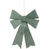 10" Light Green And Gold Glitter Trimmed Velveteen Bow Christmas Ornament