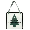 8" Merry Christmas Metal Wall Sign With Green Check Ribbon