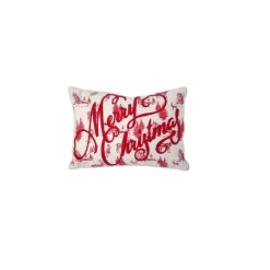 Merry Christmas Red /White Cotton (14" X 20" ) Throw Pillow