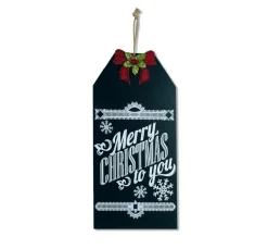 19.25" Merry Christmas To You Hanging Chalkboard Sign With Bow Christmas Decoration