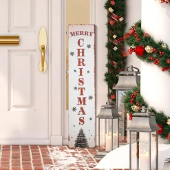 36" Merry Christmas Tree And Snowflakes Wall Sign