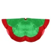 60" Metallic Green And Red Trim Scalloped Edge Christmas Tree Skirt