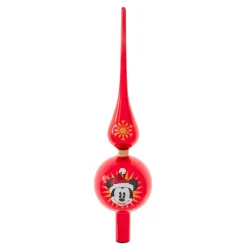 12" Mickey Glass Christmas Tree Topper, Unlit