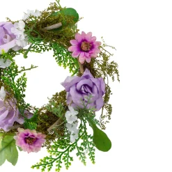 Mini Rose And Foliage Spring Wreath, Pink And Purple 8