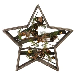 15.25" Mixed Branches In Star Wood Frame Table Or Wall Decoration