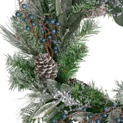 Mixed Pine And Blueberries Artificial Christmas Wreath -24-Inch, Unlit