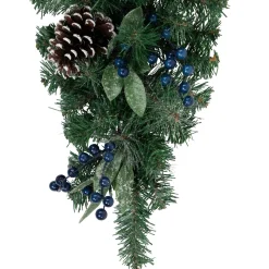 28" Mixed Pine And Blueberries Artificial Christmas Teardrop Swag - Unlit