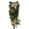 28" Mixed Pine Berry And Poinsettia Artificial Christmas Teardrop Swag - Unlit