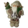 12" Mountain Santa Dressed In Plush Brown Coat And Fur Boots Christmas Figure