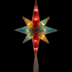 10.75" Multi Colored Faceted Star Of Bethlehem Christmas Tree Topper- Clear Lights