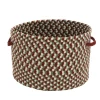 12" Multicolored Round Braided Holiday Basket With Red Handles