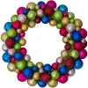 Multi-Color 2-Finish Shatterproof Ball Christmas Wreath, 24-Inch