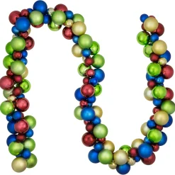 6' Multi-Color 2-Finish Shatterproof Ball Christmas Garland