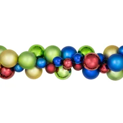 6' Multi-Color 2-Finish Shatterproof Ball Christmas Garland