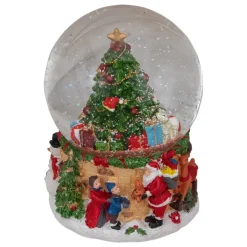 5" Musical Santa Giving Gifts Christmas Tree Snow Globe
