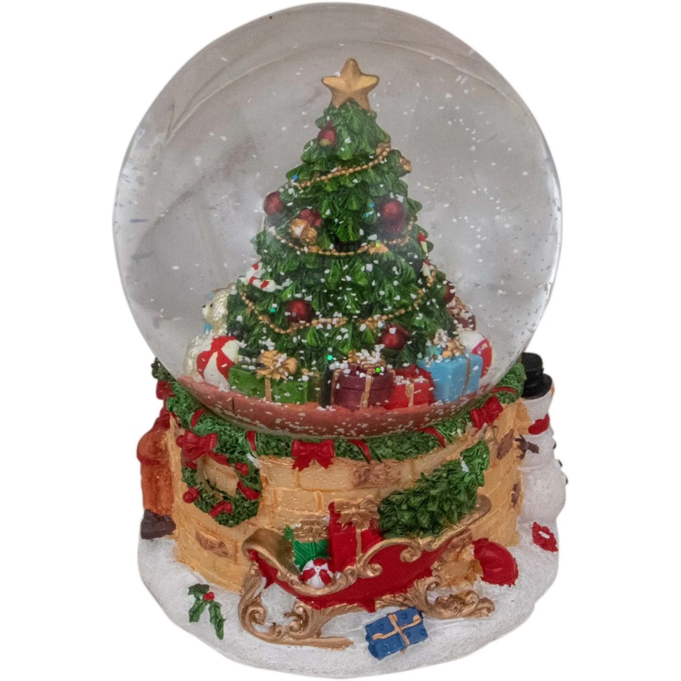 5" Musical Santa Giving Gifts Christmas Tree Snow Globe